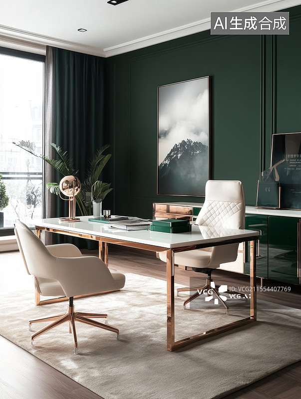 【AI数字艺术】现代豪华办公室内景图片素材