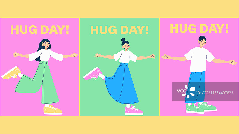 快乐的人们拥抱日贺卡图片素材