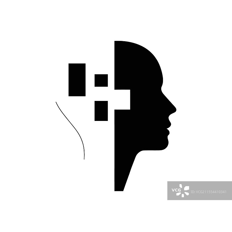 男人和女孩的脸部轮廓剪影图片素材