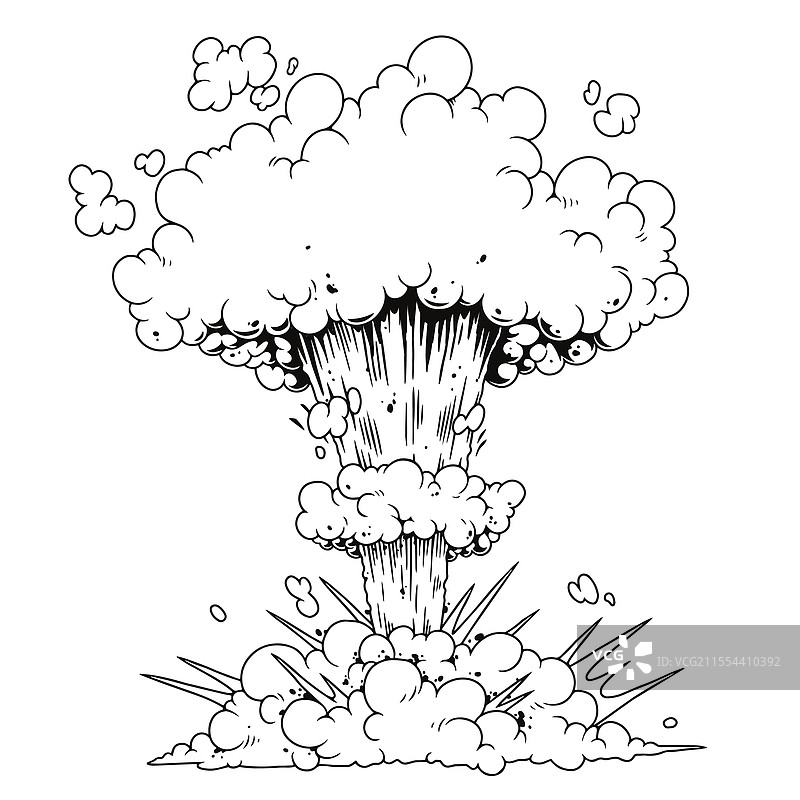 爆炸云从地面剧烈升起图片素材