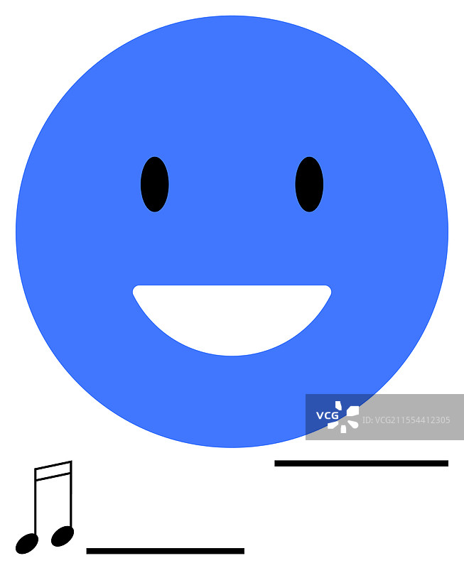 带有音乐符号的蓝色微笑脸庞图片素材