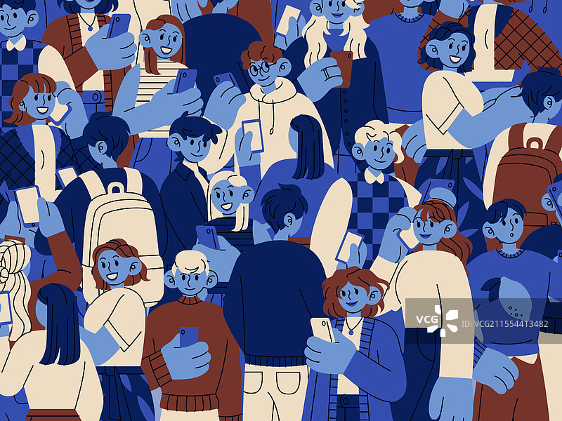 人群中的人们手持手机图片素材