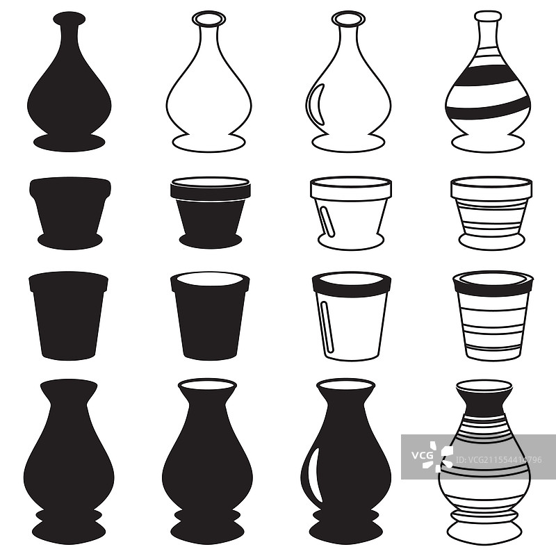 各种盆栽植物图标集图片素材