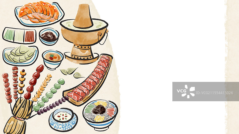 水墨风北京美食插画图片素材