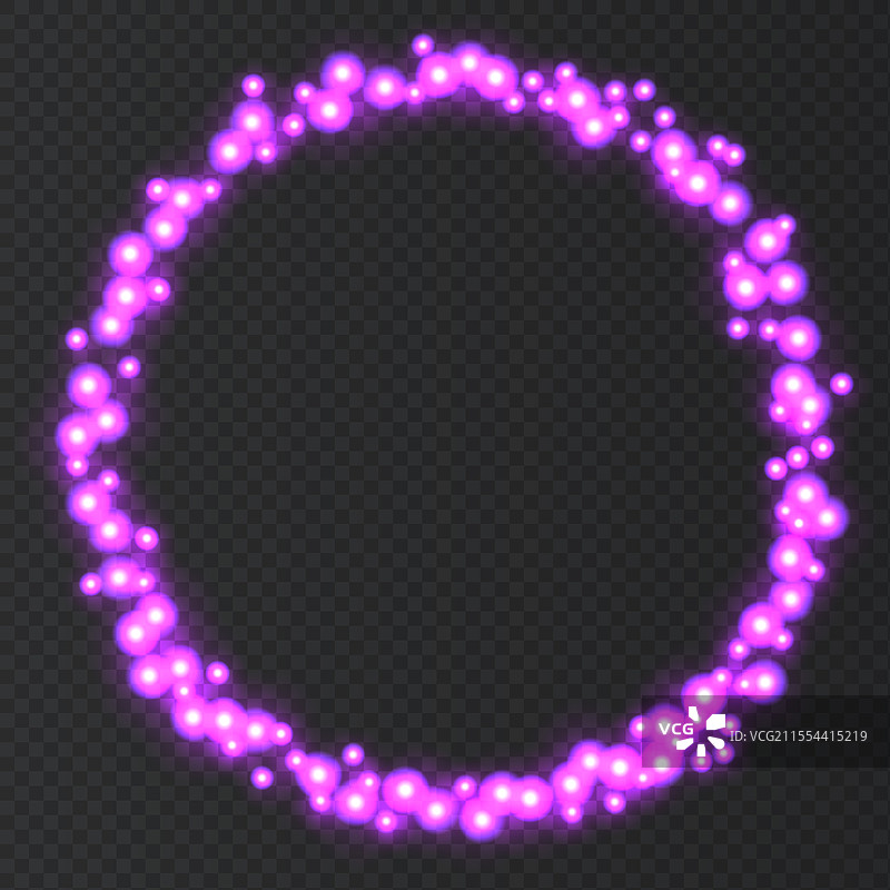 pink neon round frame with lights effects图片素材