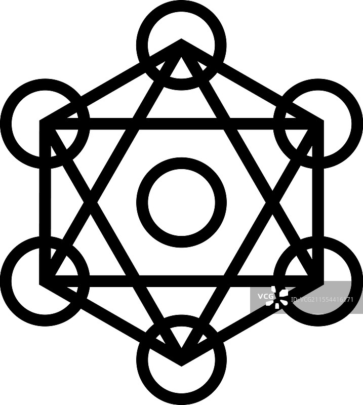 梅塔特隆立方体神圣几何图标，黑色图片素材