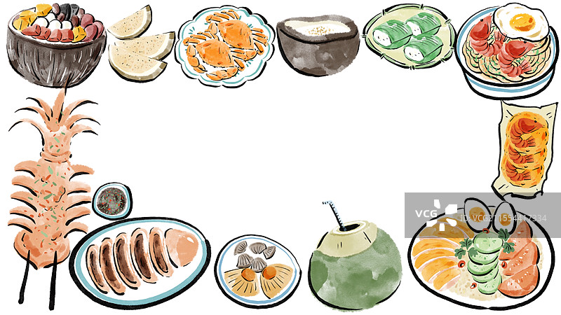 水墨风海南美食插画图片素材
