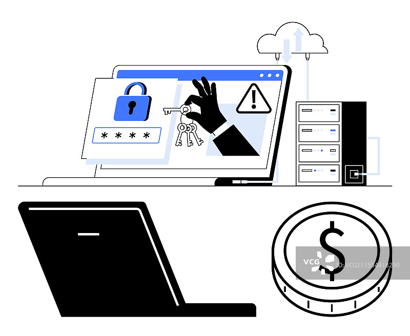网络安全威胁突出黑客攻击图片素材
