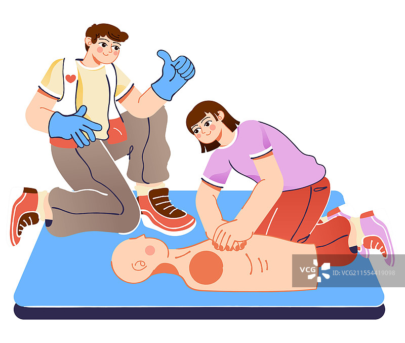 志愿者救护医疗急救知识公益心肺复苏矢量插画图片素材