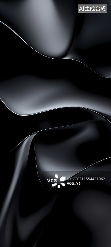 【AI数字艺术】黑色流质曲线的动感韵律图片素材