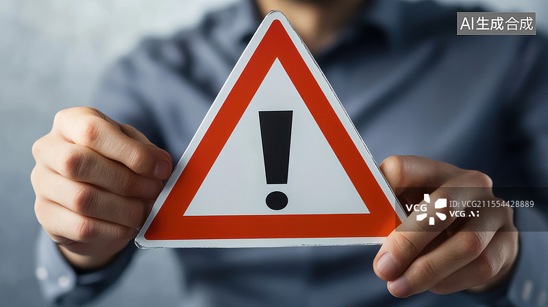 【AI数字艺术】手中呈现的警示标志图片素材