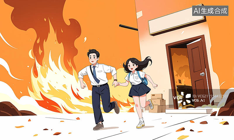 【AI数字艺术】火势蔓延立即撤离图片素材