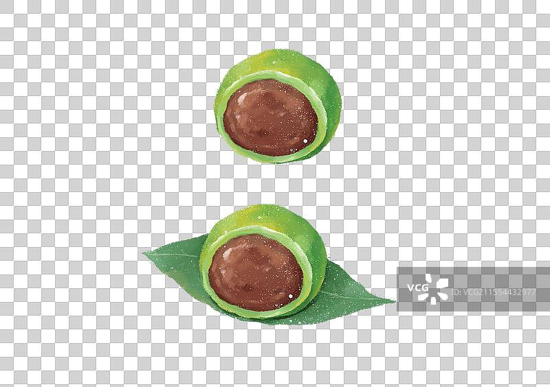 清明节插画吃青团喝清茶插画元素豆沙枣泥口味青团图片素材