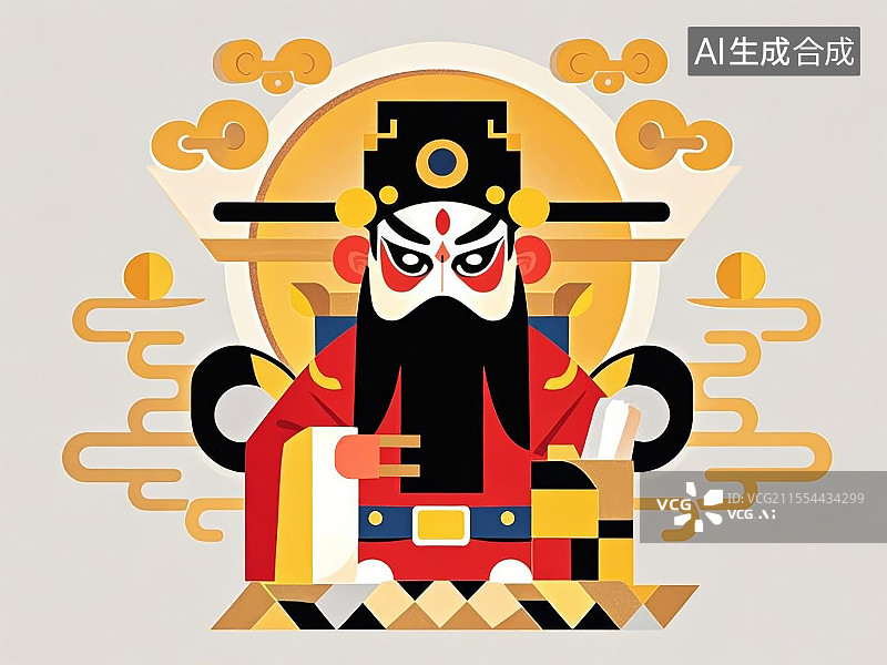 【AI数字艺术】卡通化京剧脸谱人物包拯图片素材