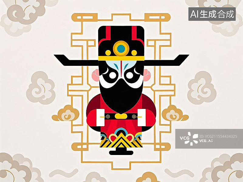 【AI数字艺术】卡通化京剧脸谱人物包拯图片素材