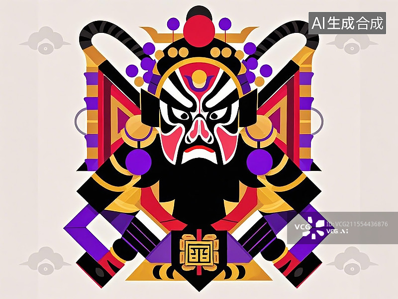 【AI数字艺术】手绘化京剧脸谱人物形象典韦（曹操护卫，古之恶来）图片素材