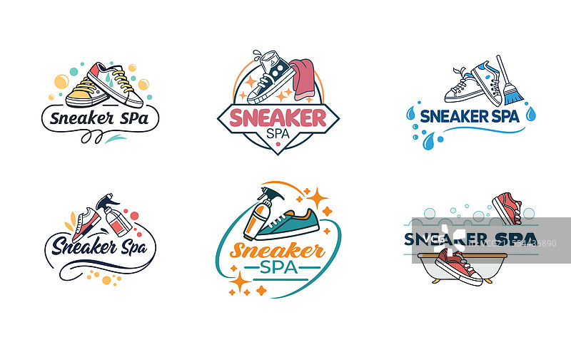 现代运动鞋水疗标志合集图片素材