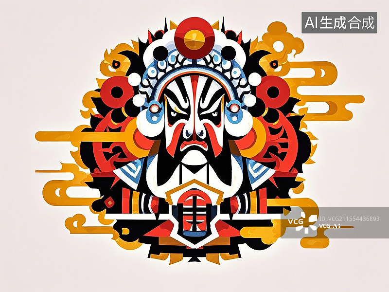 【AI数字艺术】手绘化京剧脸谱人物形象典韦（曹操护卫，古之恶来）图片素材