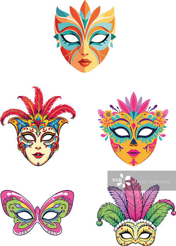 色彩斑斓的狂欢节面具，象征着节日气氛图片素材