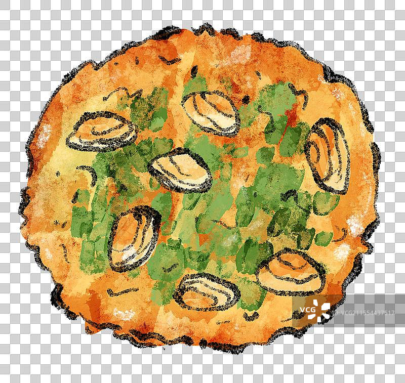 福建泉州美食国风插画-蚵仔煎图片素材