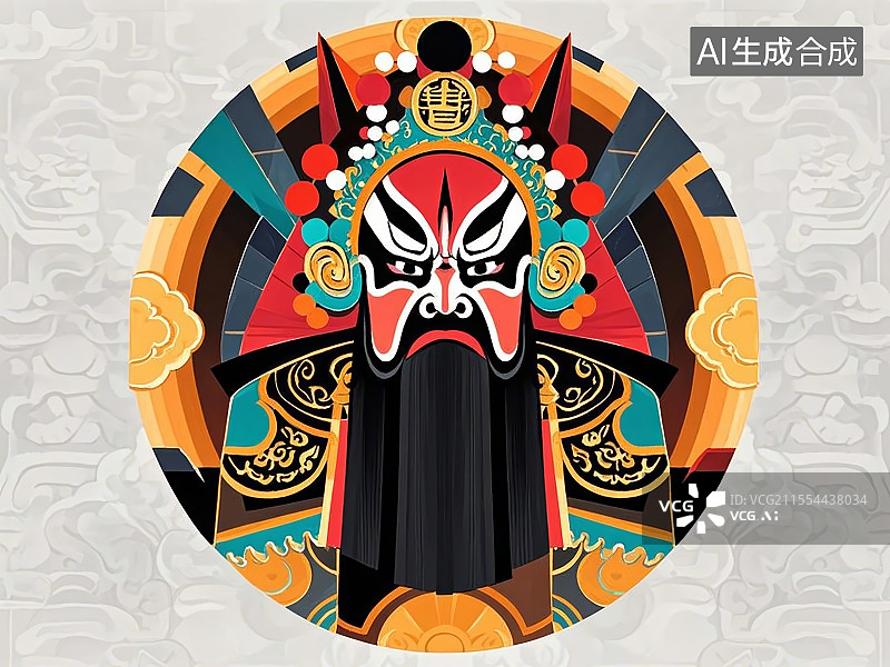 【AI数字艺术】手绘化京剧脸谱人物形象曹操（字孟德，魏国奠基者，枭雄代表图片素材