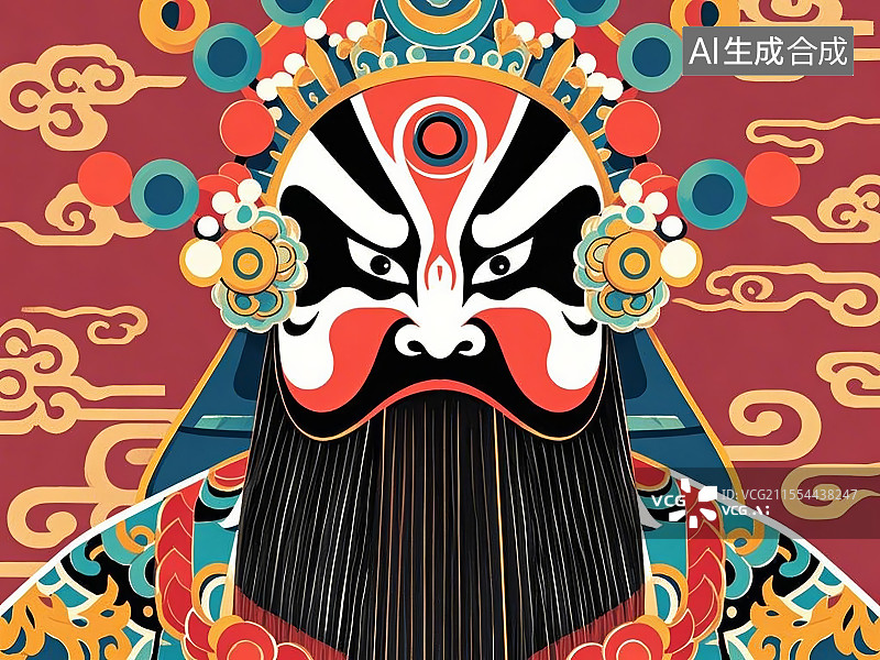 【AI数字艺术】手绘化京剧脸谱人物形象董卓（东汉权臣，暴虐代表）图片素材