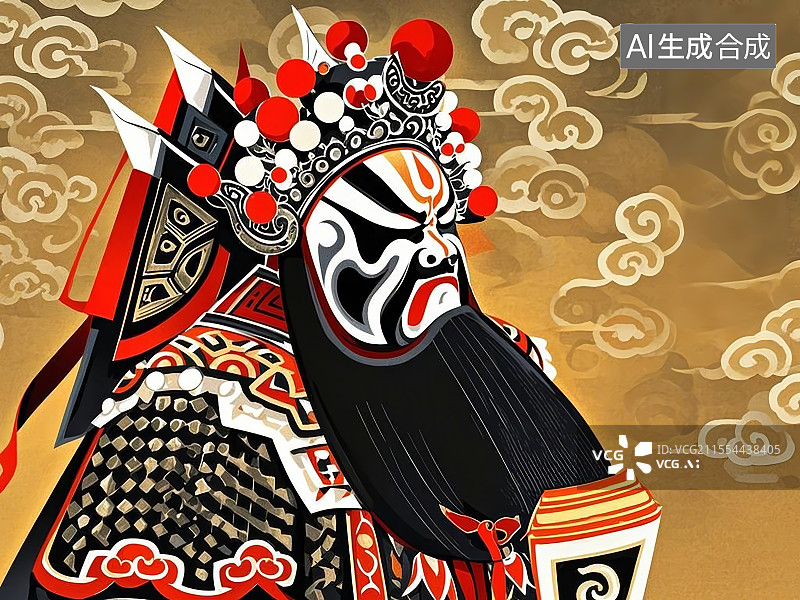 【AI数字艺术】手绘化京剧脸谱人物形象董卓（东汉权臣，暴虐代表）图片素材