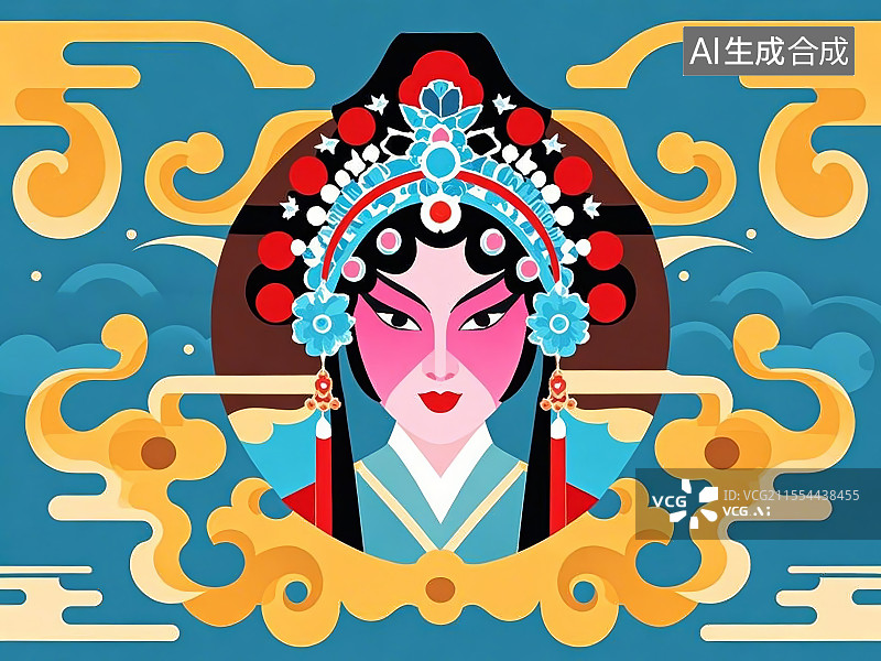【AI数字艺术】手绘化京剧脸谱人物形象貂蝉（四大美女之一图片素材