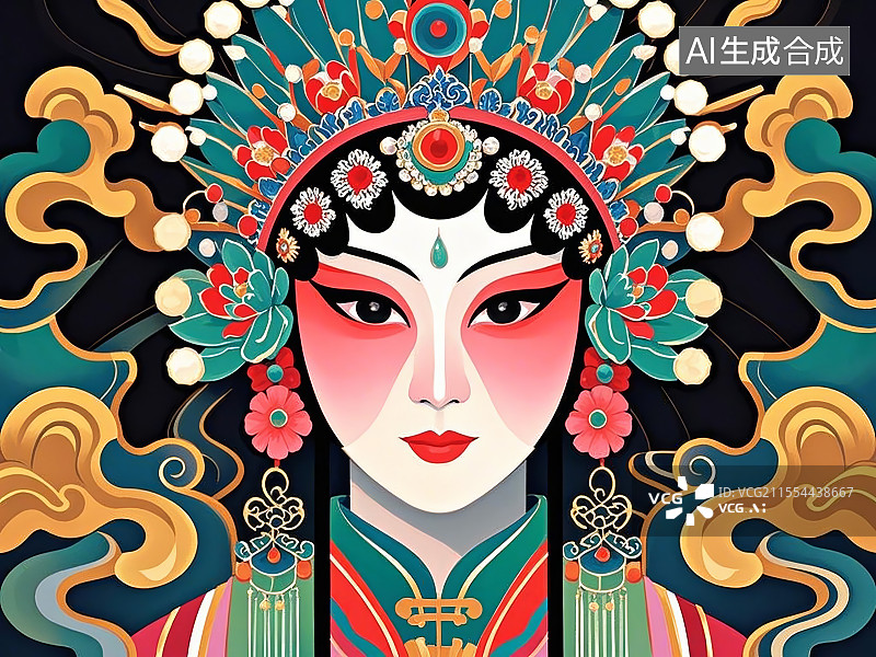 【AI数字艺术】手绘化京剧脸谱人物形象貂蝉（四大美女之一图片素材