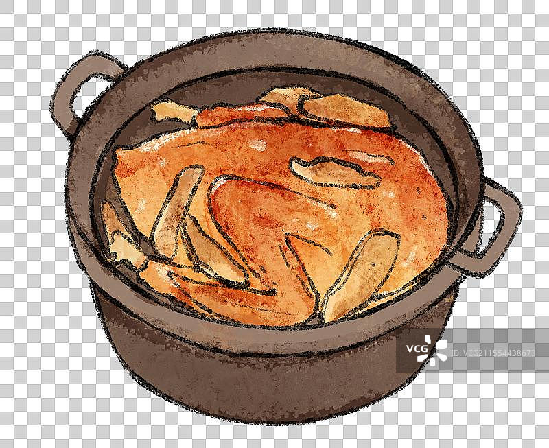 福建泉州美食国风插画-姜母鸭图片素材
