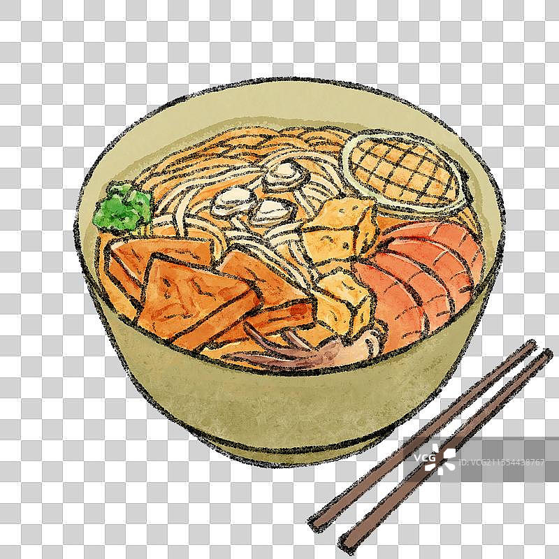 福建泉州美食国风插画-沙茶面图片素材