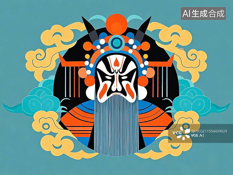【AI数字艺术】手绘化京剧脸谱人物形象黄盖（字公覆，赤壁苦肉计主角）图片素材