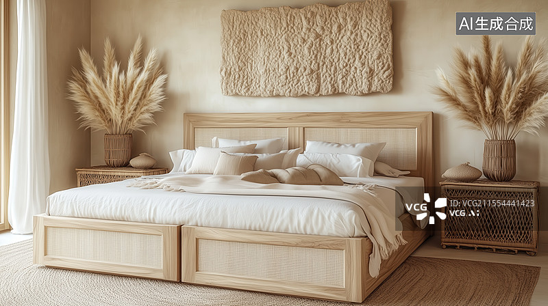 【AI数字艺术】极简主义卧室设计图片素材