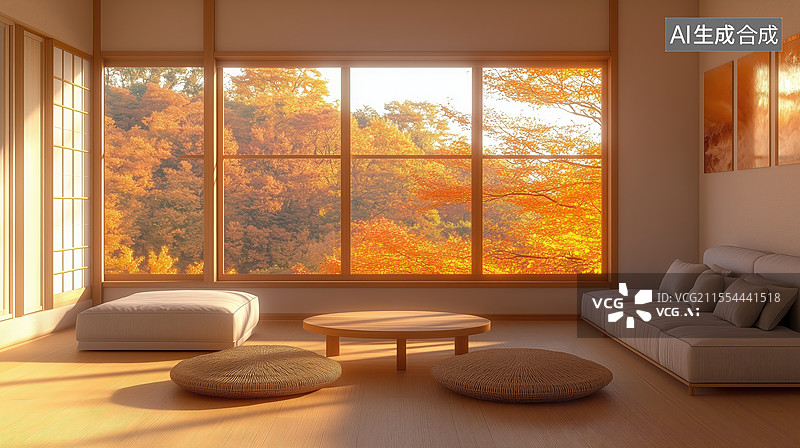 【AI数字艺术】秋日和室温馨客厅图片素材