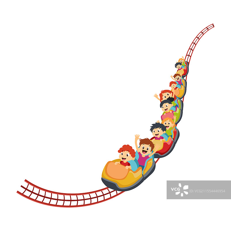 平面设计中的孩子们在过山车上图片素材