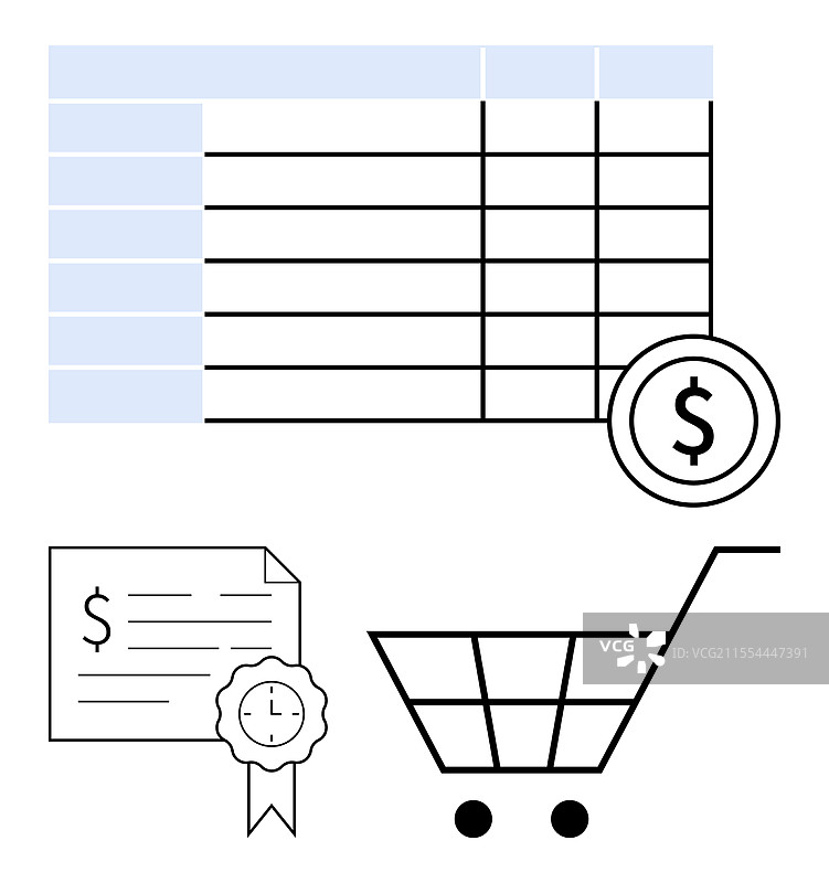 财务文件和购物车图片素材