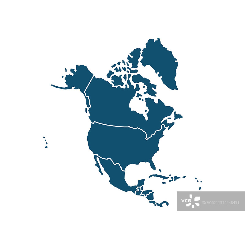 详细区域的蓝色北美地图图片素材