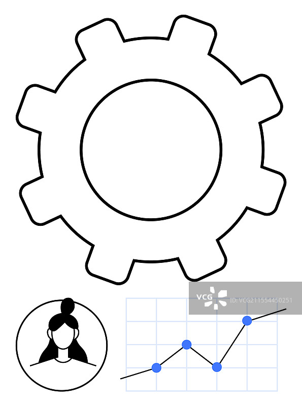 齿轮与图表和用户图标的组合表示图片素材