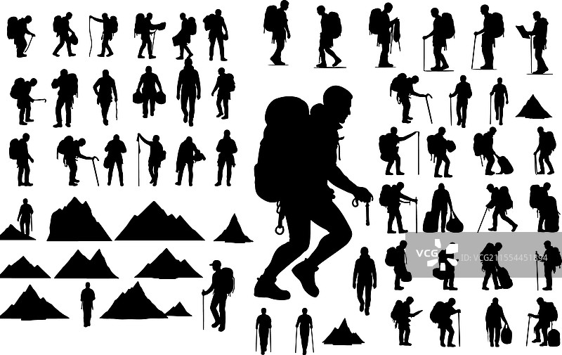 人类攀登者剪影合集图片素材