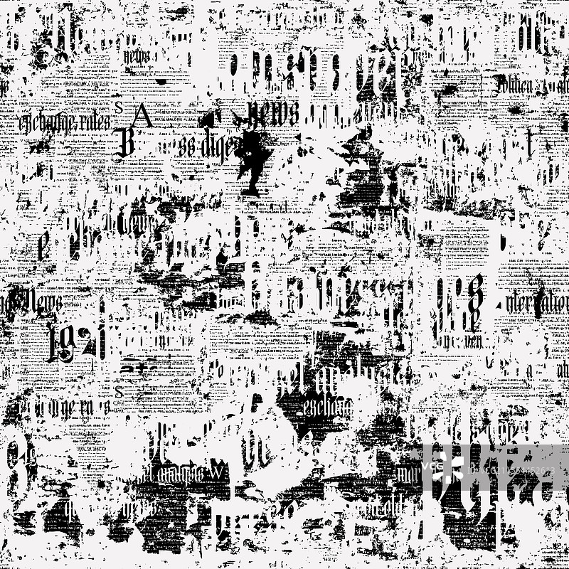 无缝图案，带有磨损的报纸拼贴图片素材