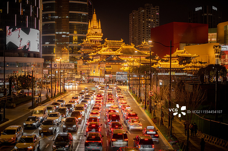静安寺夜景图片素材
