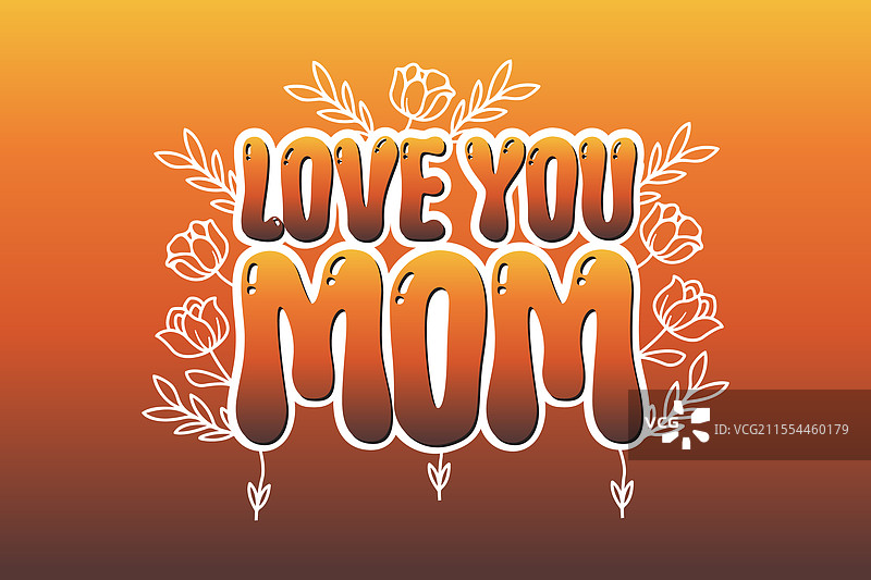 爱你，妈妈，文字设计扁平风格图片素材