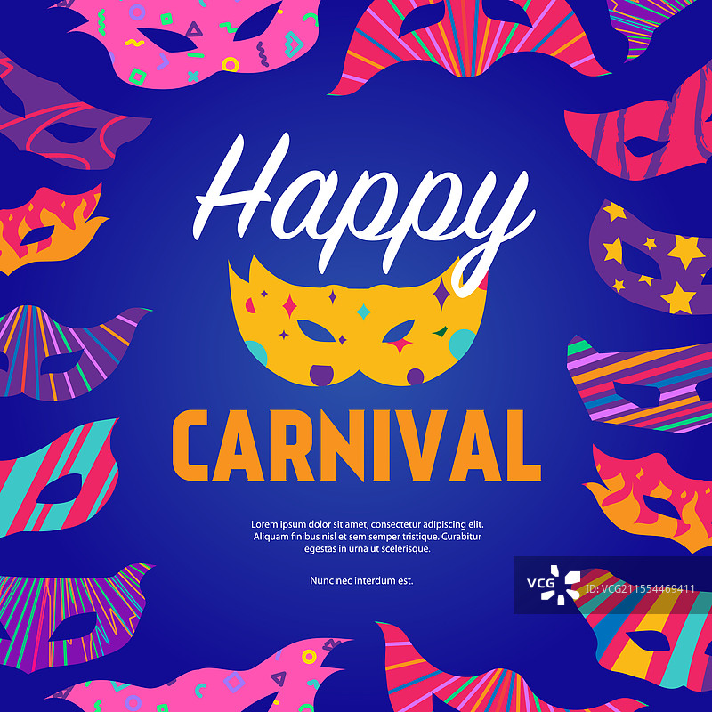色彩缤纷的嘉年华面具横幅图片素材