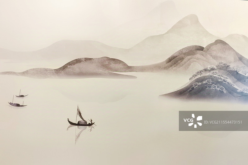 墙画.湖光山色（二）图片素材