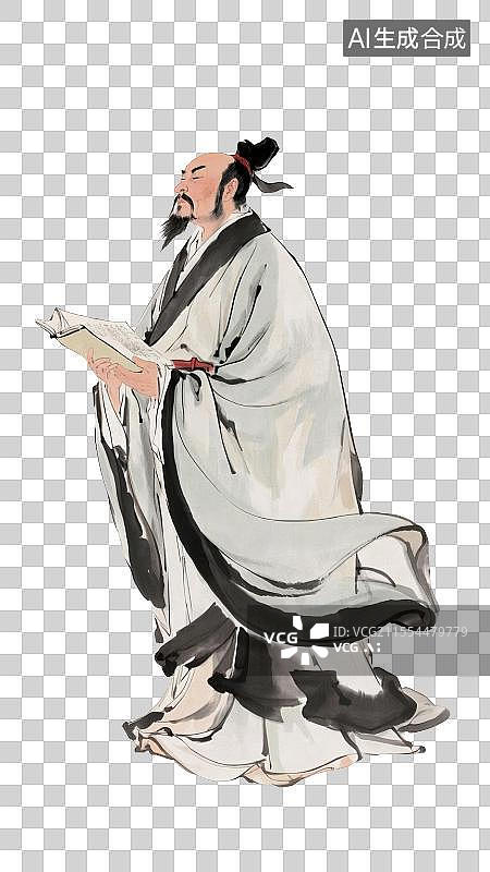 【AI数字艺术】免抠国风水墨古代思想家图片素材