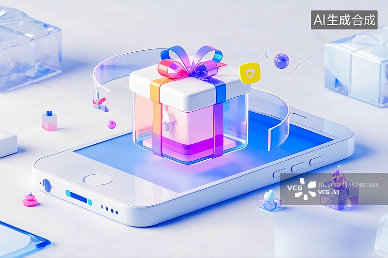 【AI数字艺术】手机购物概念三维插画图片素材