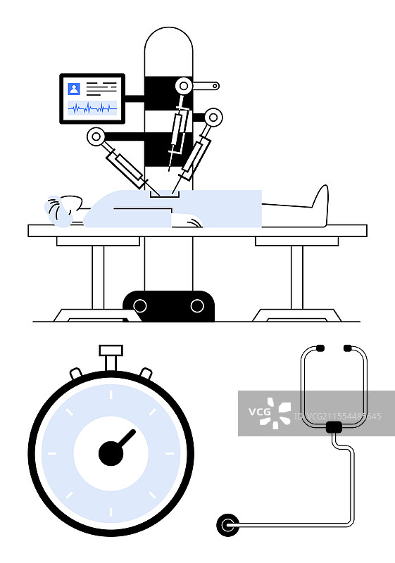 机器人手术设备与患者医疗设置图片素材