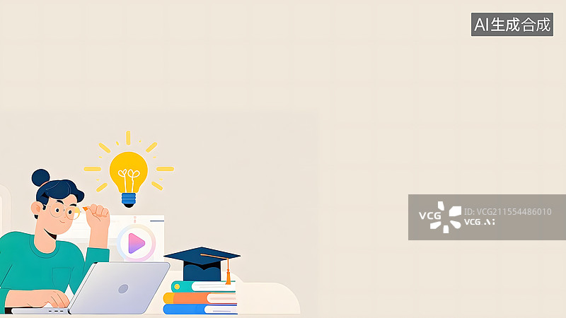 【AI数字艺术】2d卡通学习教育背景左下图片素材