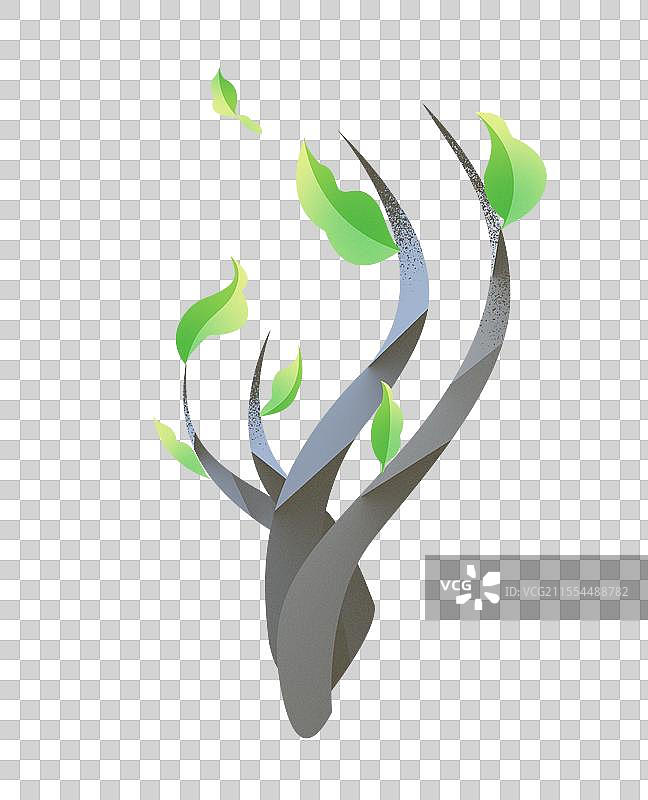 一棵弯曲的树苗生长元素插画图片素材