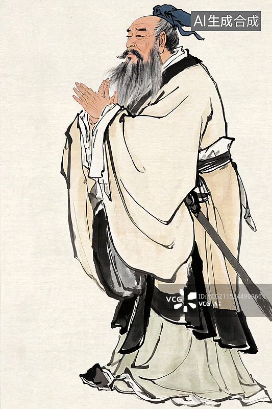 【AI数字艺术】古代历史名人画像，春秋思想家教育家孔子图片素材